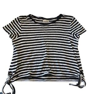 Madewell Terrycloth Tee, Black and White, Size Large